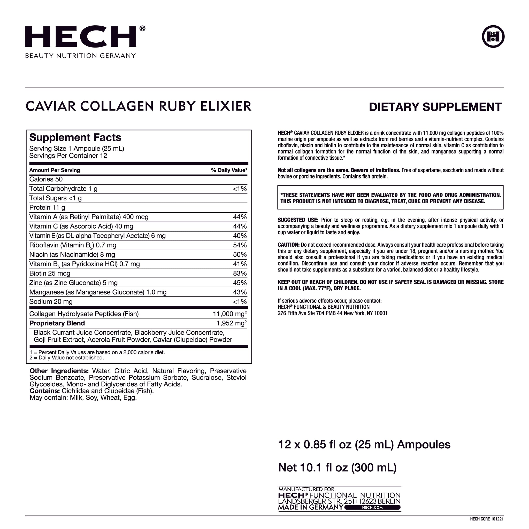 HECH Caviar Collagen Ruby Elixier 12 ampoules